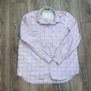 Eddie Bauer Womens Lavender Plaid Travex Shirt size large